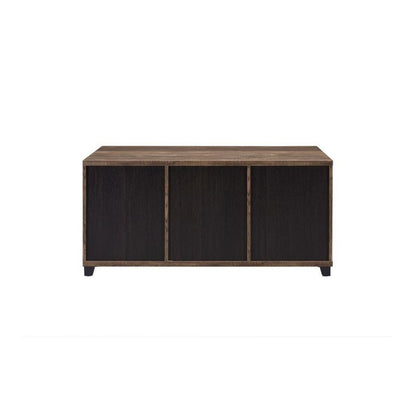 Coffee Table with 2 Barn Sliding Glass Doors and Pull Out Tray, Brown - View 5