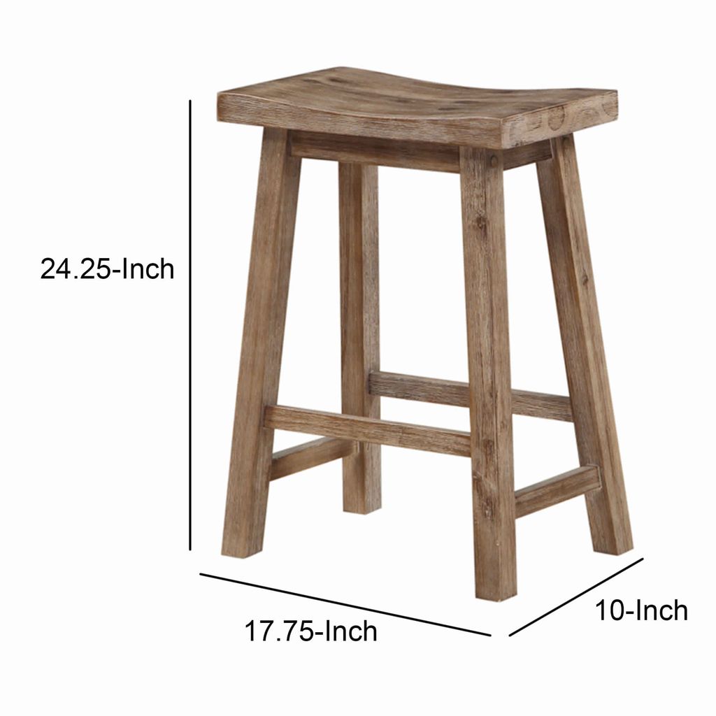 Wooden Frame Saddle Seat Counter Height Stool with Angled Legs, Brown - View 6