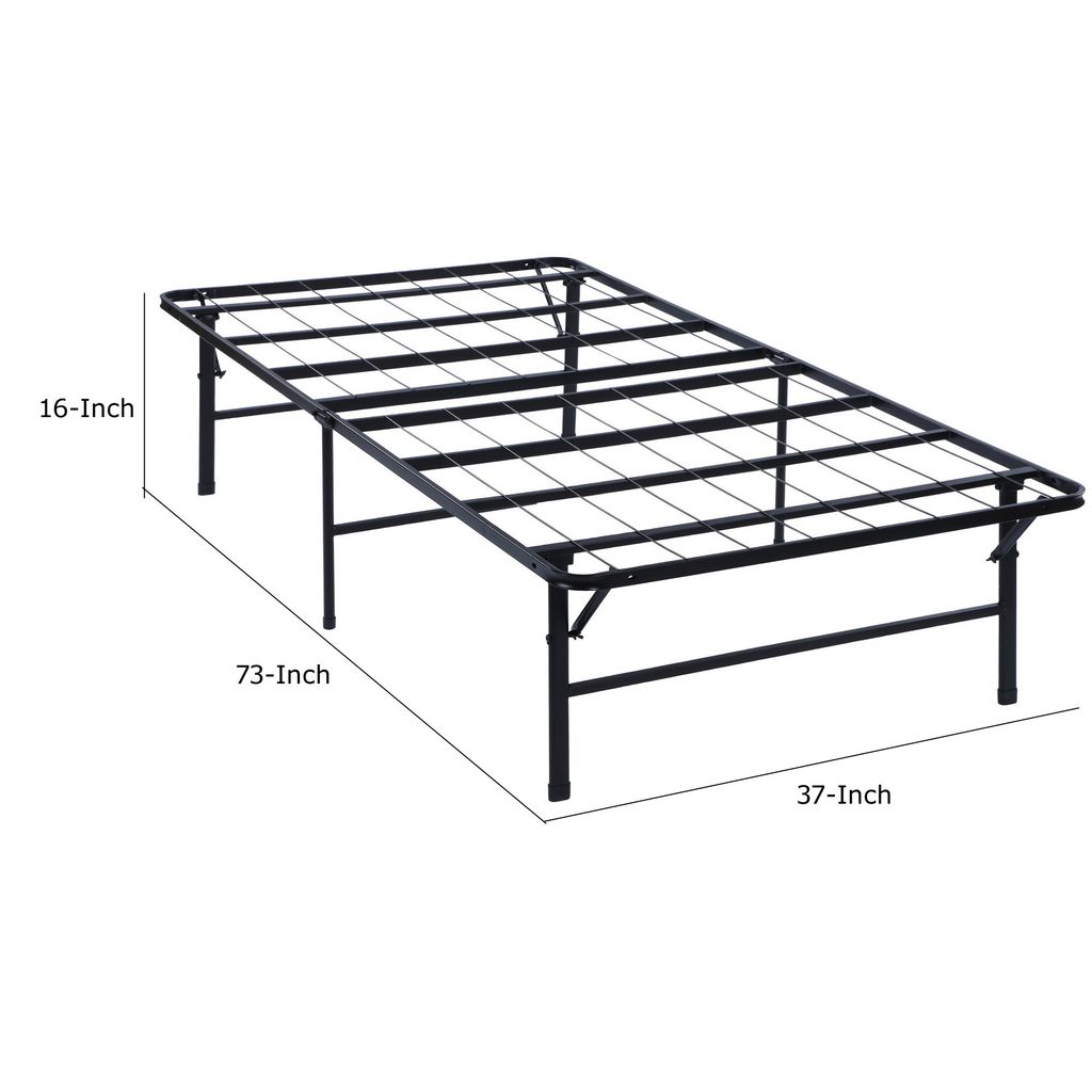 Adel Twin Size Low Profile Bed, Foldable Metal Frame, Black - View 6