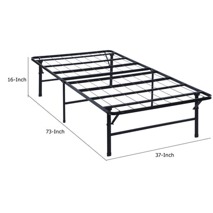 Adel Twin Size Low Profile Bed, Foldable Metal Frame, Black - View 6