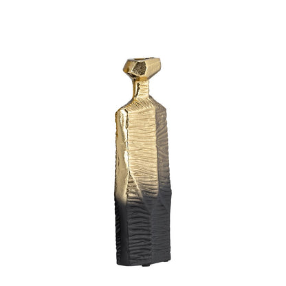 Kaya 9 Inch Classic Accent Metal Vase, Square Body, Narrow Top, Gold, Black - View 2
