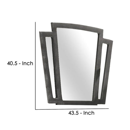 Tapered Fabric Frame Mirror with Mounting Hardware, Dark Gray - View 6