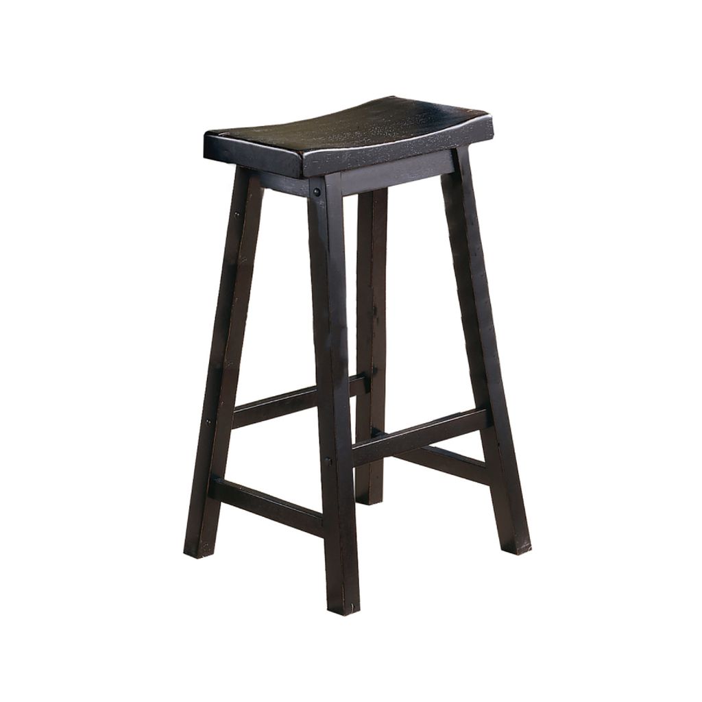 Wooden 29" Counter Height Stool with Saddle Seat, Black, Set Of 2 - View 5