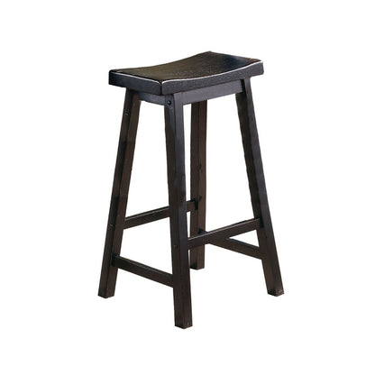 Wooden 29" Counter Height Stool with Saddle Seat, Black, Set Of 2 - View 5
