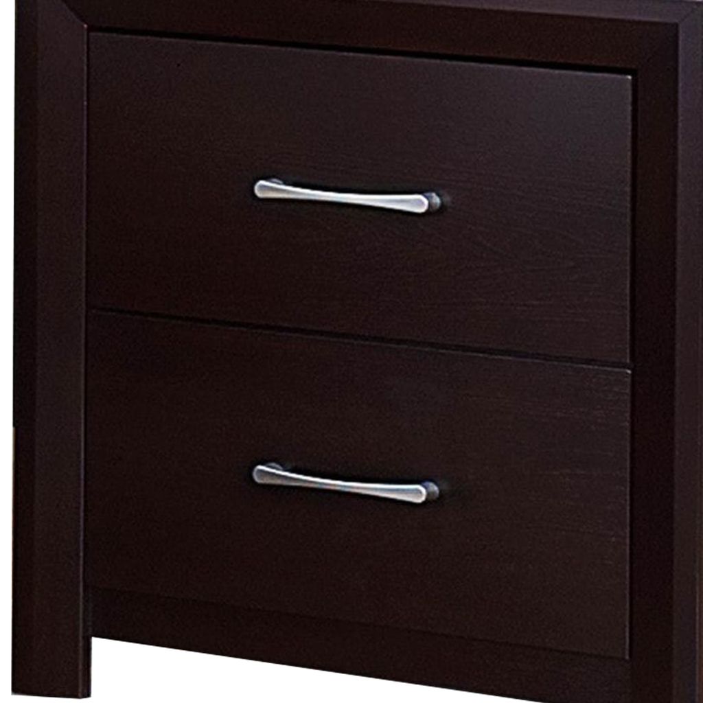Wooden Night Stand with 2 Drawers Espresso Brown - View 5