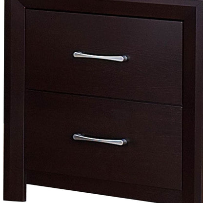 Wooden Night Stand with 2 Drawers Espresso Brown - View 5