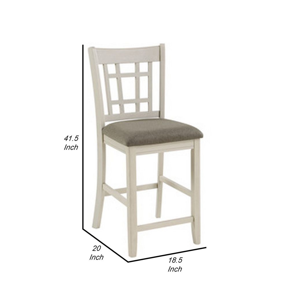 Glee 26 Inch Counter Height Chair, Set of 2, Antique White and Brown Finish - View 5