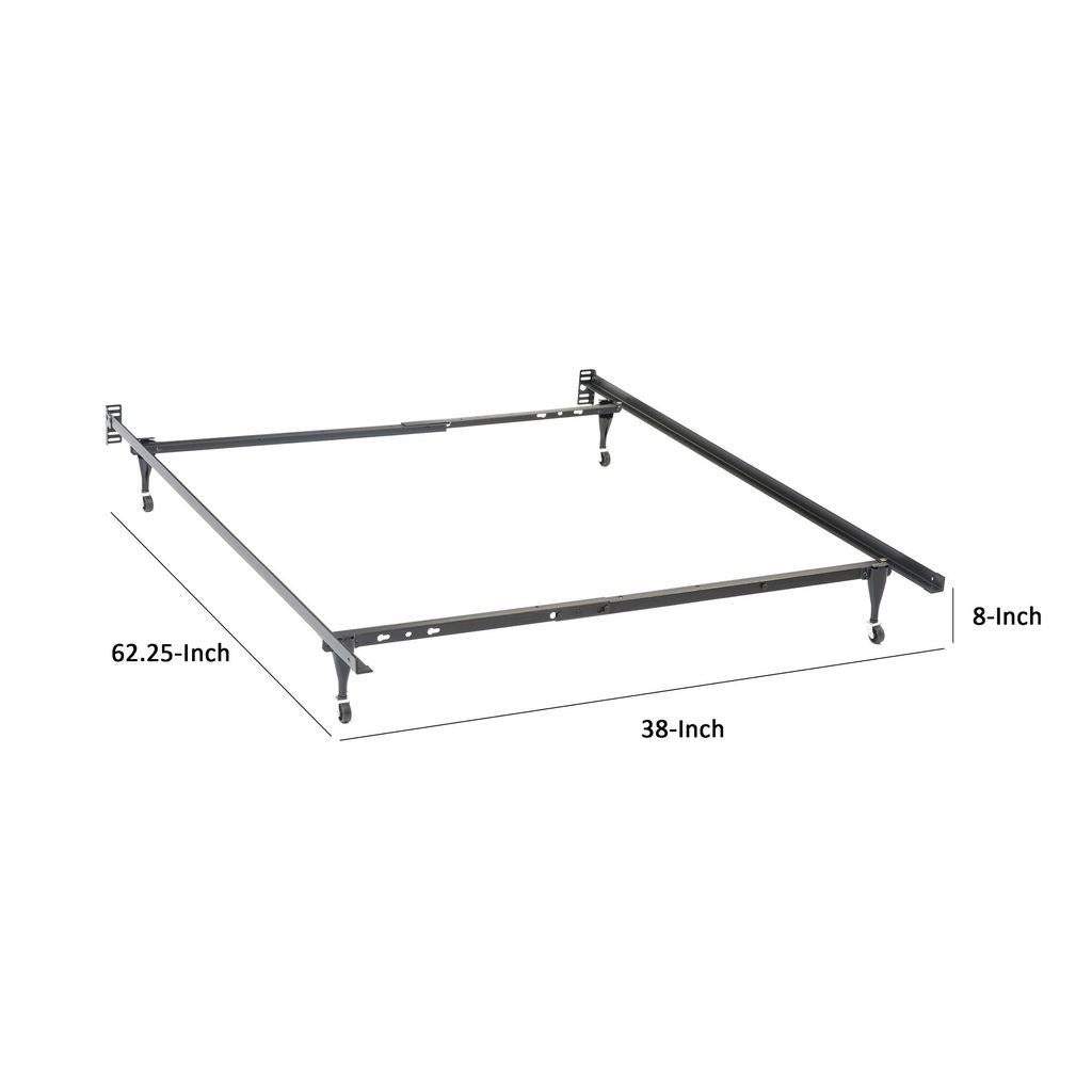 Nit Multisize Metal Bed Frame, Twin or Full Size, Caster Wheels, Black - View 5