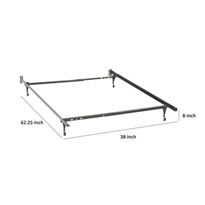 Nit Multisize Metal Bed Frame, Twin or Full Size, Caster Wheels, Black - View 5