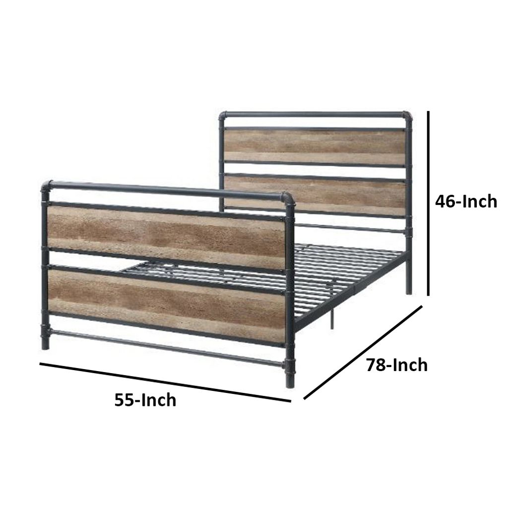 Metal Framed Full Bed, Brown and Gray - View 6