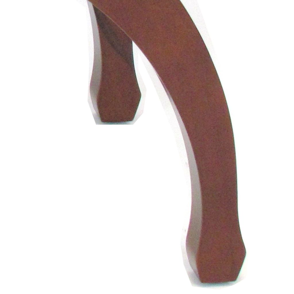 Curved Design Mission Style Stool with Slatted Seating, Brown - View 2