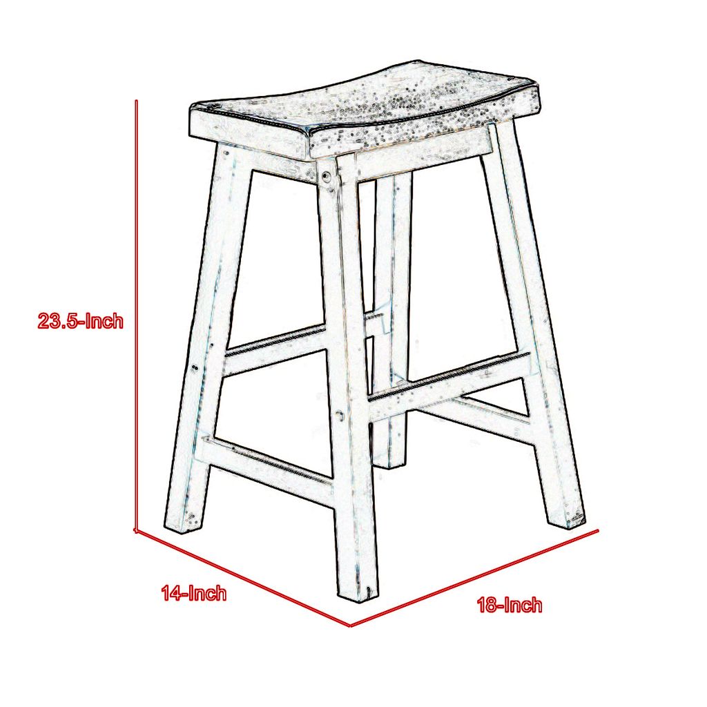 Wooden 24" Counter Height Stool with Saddle Seat, Black, Set of 2 - View 6