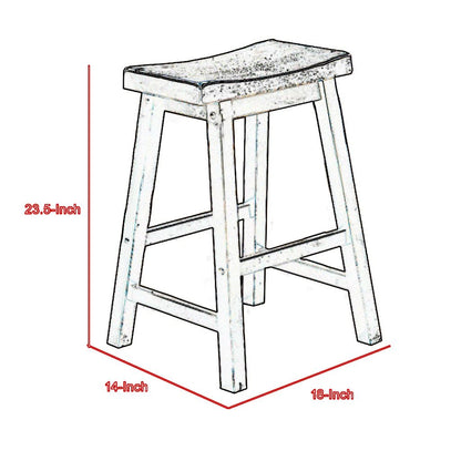 Wooden 24" Counter Height Stool with Saddle Seat, Black, Set of 2 - View 6