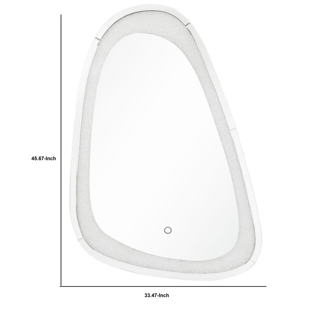 Irregular Beveled Wall Mirror with Touch Led, Silver - View 6