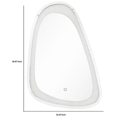 Irregular Beveled Wall Mirror with Touch Led, Silver - View 6