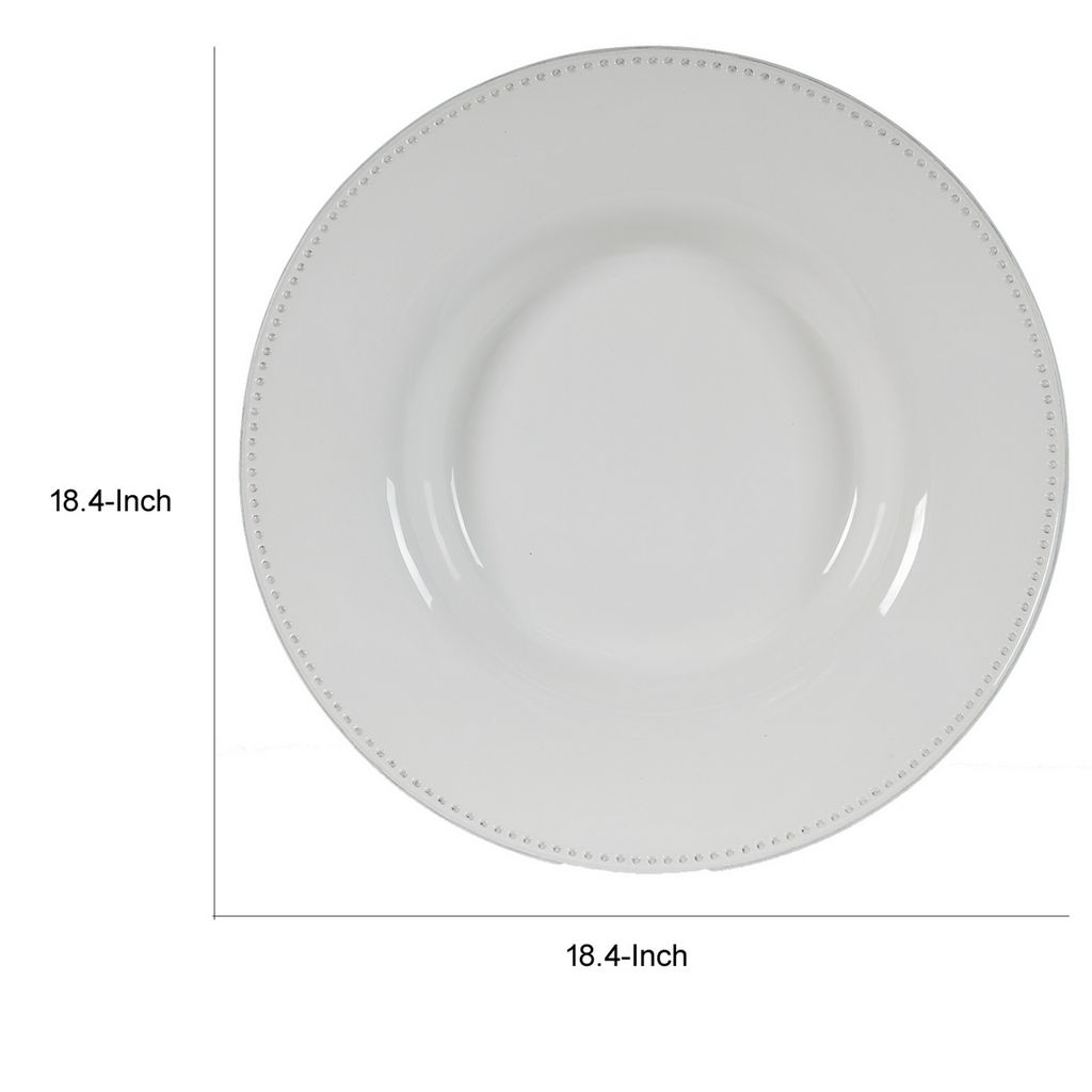 Enticing Round Decorative Porcelain Plate, White - View 6