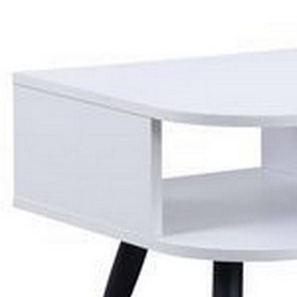 Coffee Table with Melamine Paper Veneer Top and 1 Drawer, White - View 3