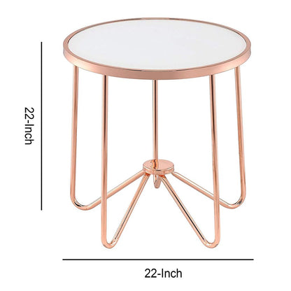 Alivia End Table, Frosted Glass & Rose Gold - View 5