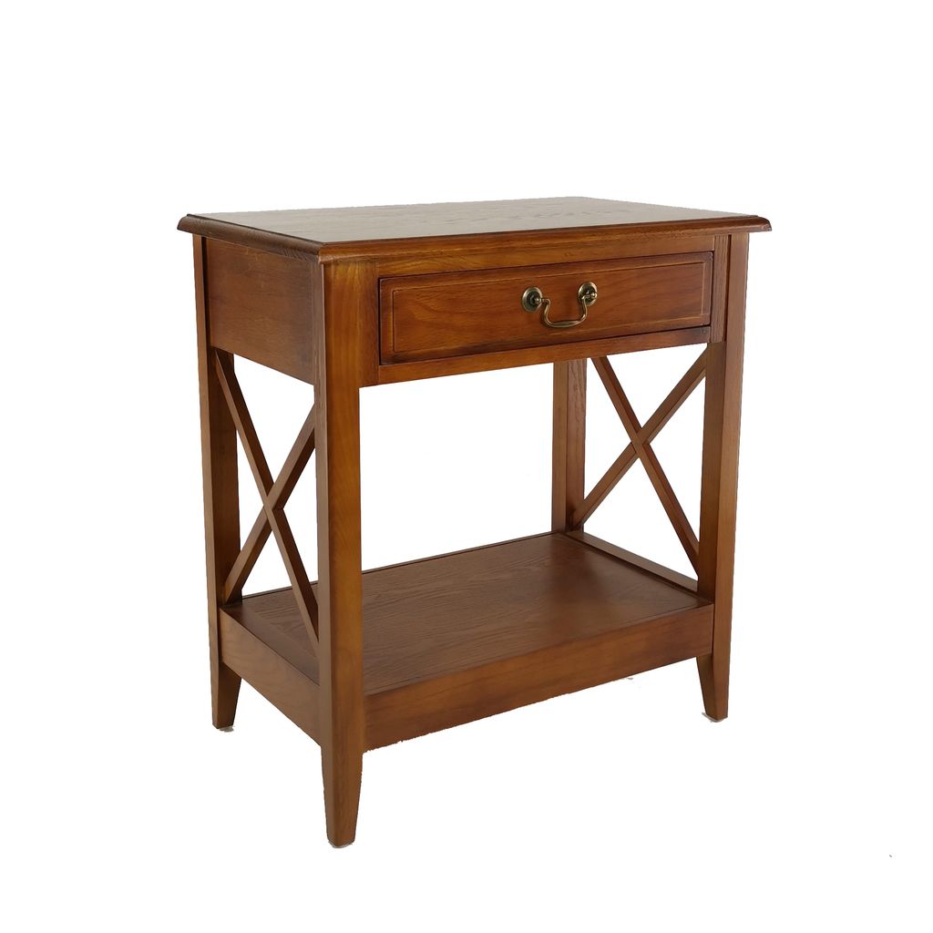 Transitional Style Nightstand with 1 Drawer and X Shape Sides, Brown - View 3