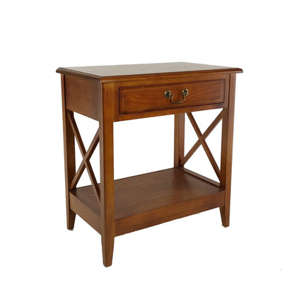 Transitional Style Nightstand with 1 Drawer and X Shape Sides, Brown - View 3
