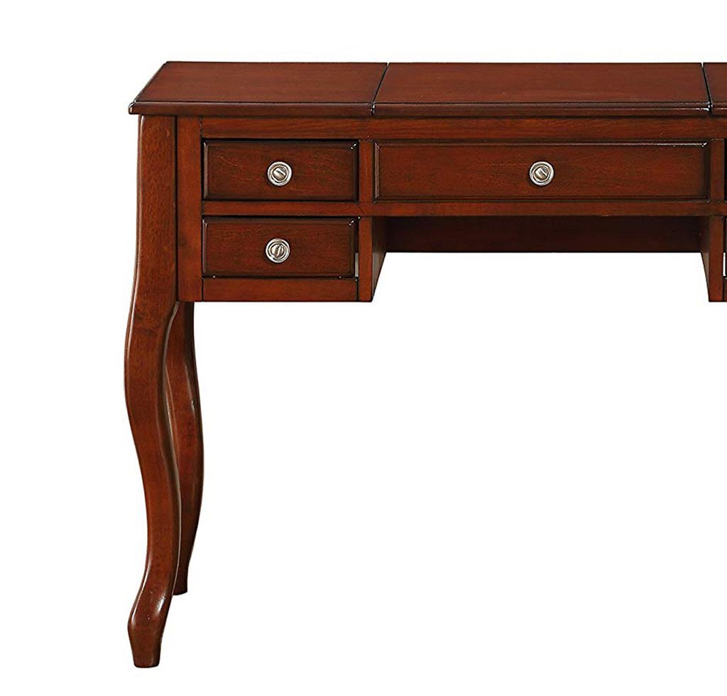 Cherub Vanity Set Featuring Stool and Flip-Up Mirror Cherry Brown - View 4