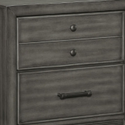 Ceila 27 Inch Classic 2 Drawer Nightstand, Round Tapered Legs, Gray Finish - View 4