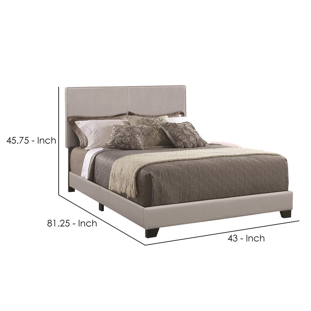 Leather Upholstered Twin Size Platform Bed, Gray - View 5