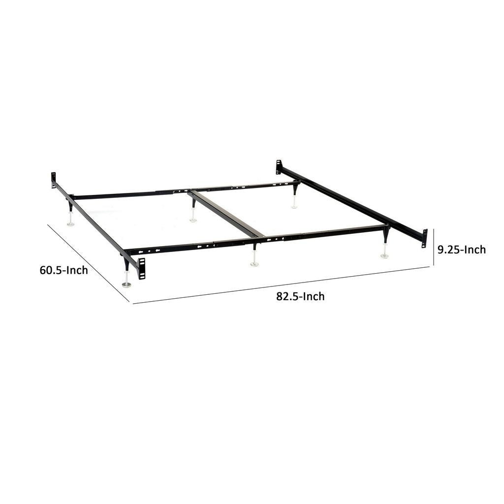 Bed Frame, Queen or King, 6 Metal Legs with Adjustable Glides, Matte Black - View 5