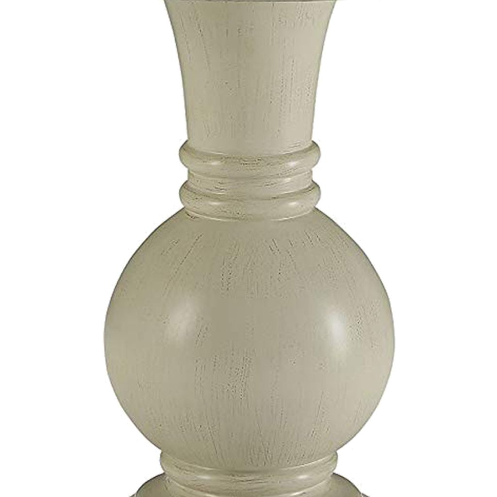 Wooden Accent Table with Pedestal Base, Antique White - View 3