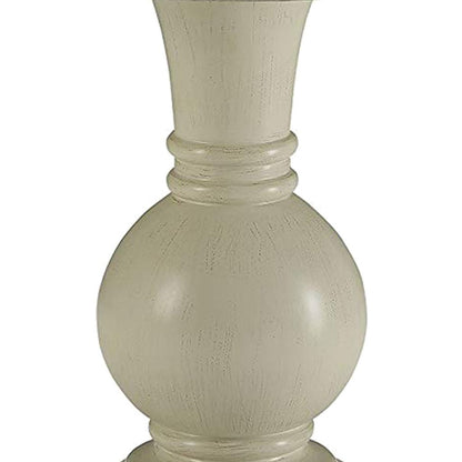 Wooden Accent Table with Pedestal Base, Antique White - View 3