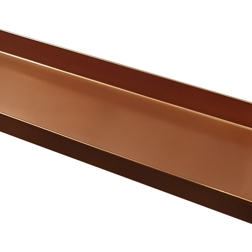 29 Inch Rectangular Metal Windowsill Planter Tray, Trim Edges, Large, Copper - View 3