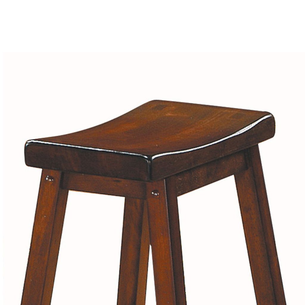24" Counter Height Stool with Saddle Seat, Distressed Cherry Brown, Set Of 2 - View 3
