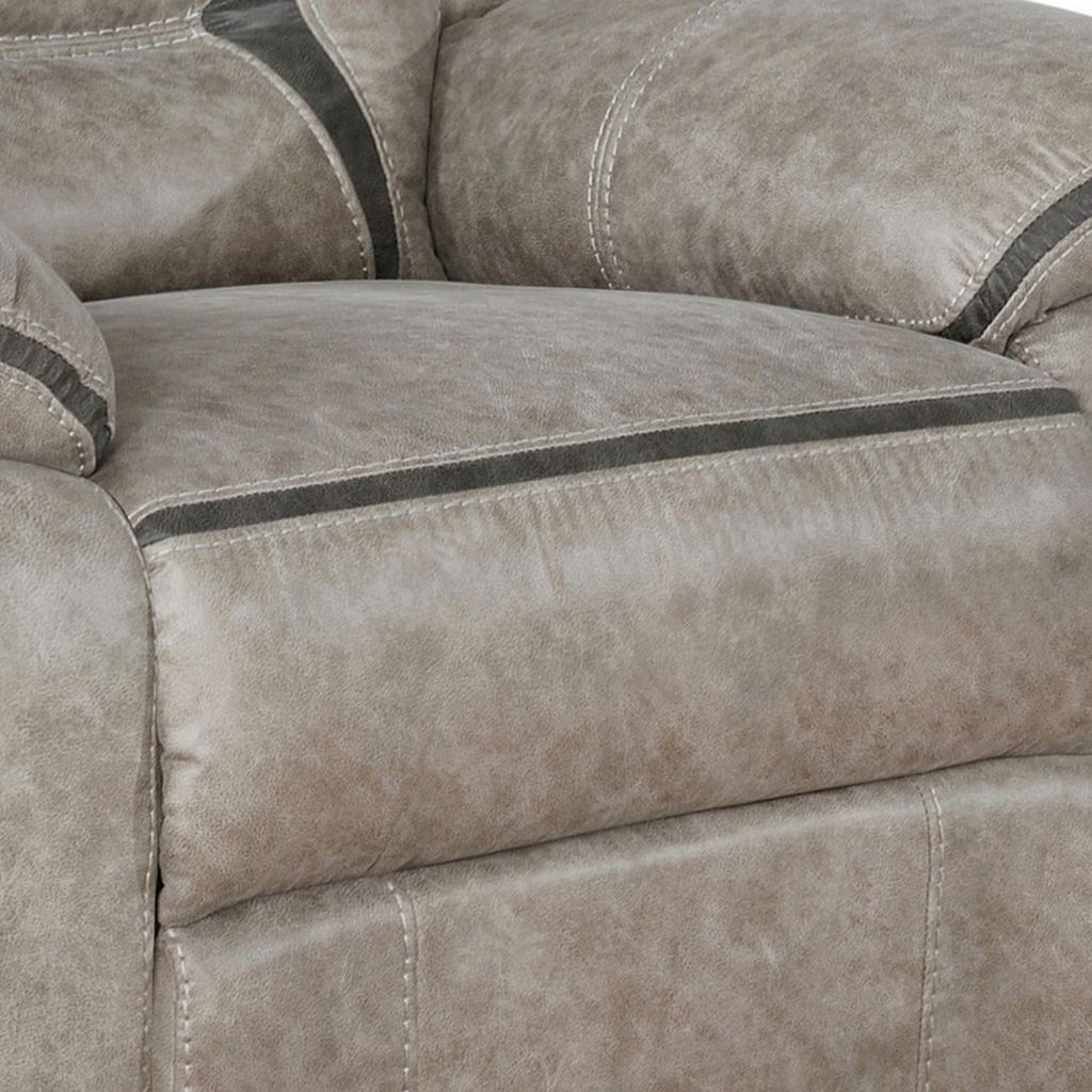 Jake 41 Inch Gliding Manual Recliner, Pillowtop, Taupe Brown Faux Leather - View 3