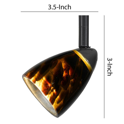 Hand Blown Glass Shade Track Light Head with Metal Frame, Gold and Bronze - View 6