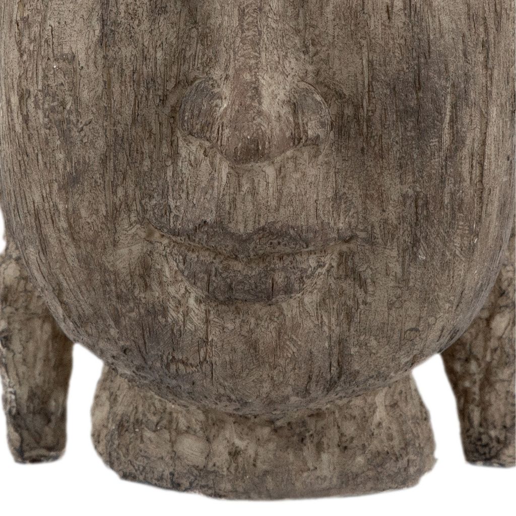 12 Inch Buddha Head Sculpture, Calming Accent Decoration, Polyresin, Brown - View 4