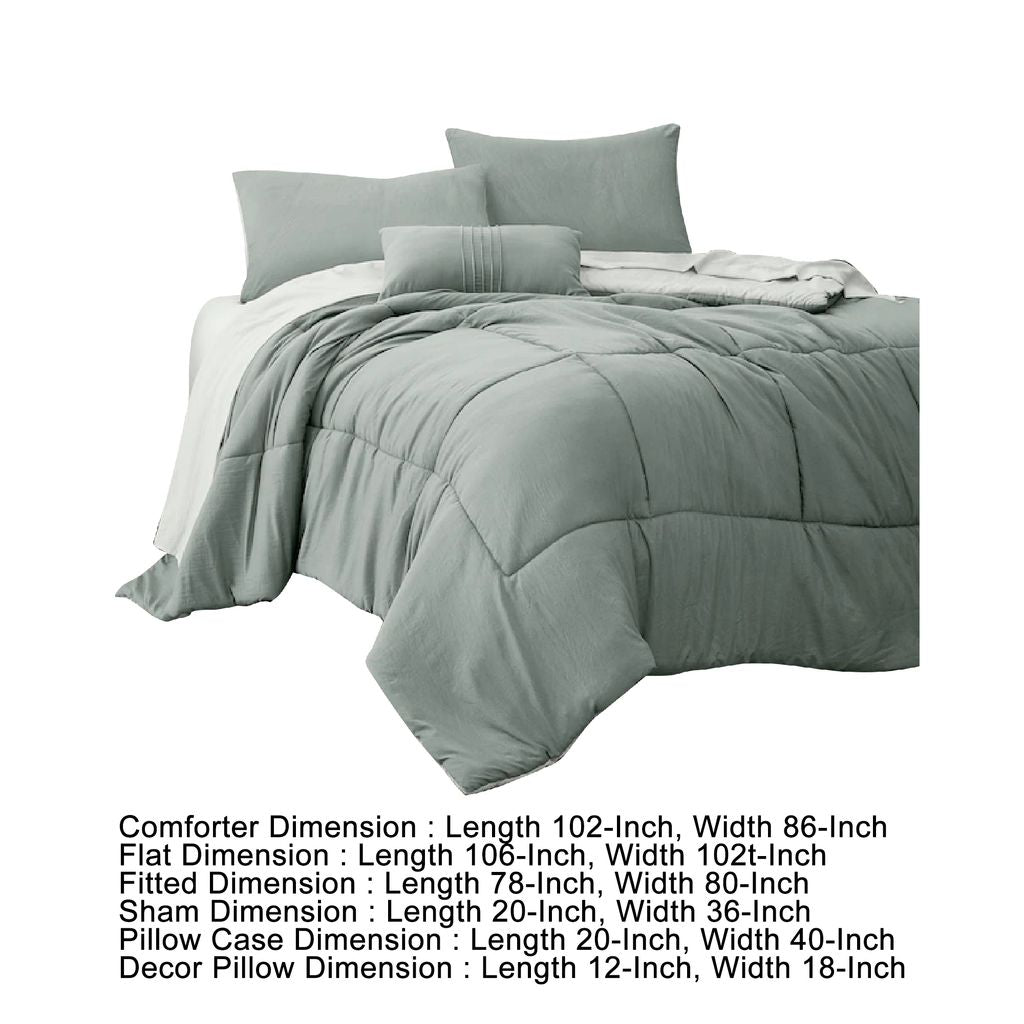 Alice 8 Piece King Comforter Set, Reversible, Soft Sage By The Urban Port - View 6