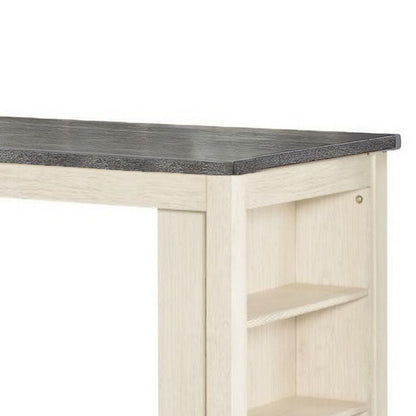 Joss 60 Inch Cottage Counter Height Table, 2 Tone Wood, Gray Top Cream Base - View 3