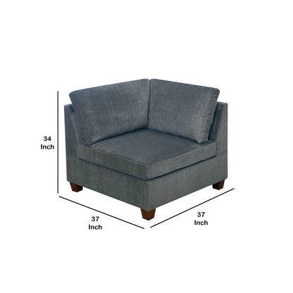 37 Inches Fabric Upholstered Wooden Corner Wedge, Gray - View 6