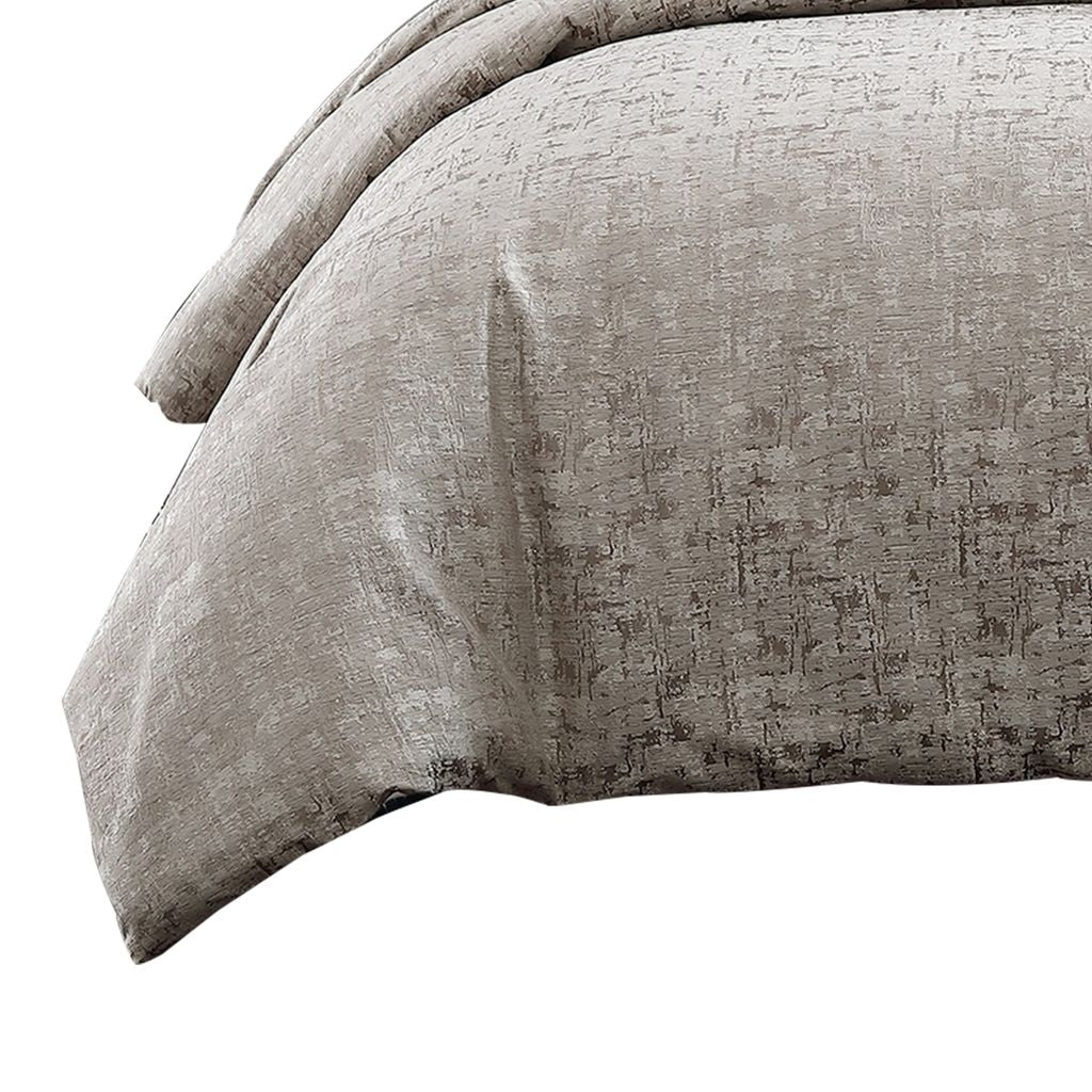9 Piece Queen Polyester Comforter Set with Jacquard Print, Gray - View 2