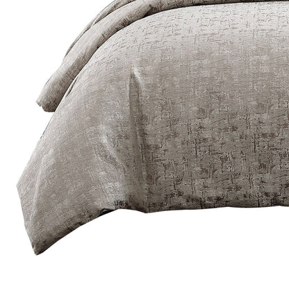 9 Piece Queen Polyester Comforter Set with Jacquard Print, Gray - View 2