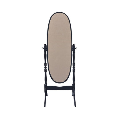 Aesthetically Charmed Oval Shaped Cheval Mirror, Black - View 5