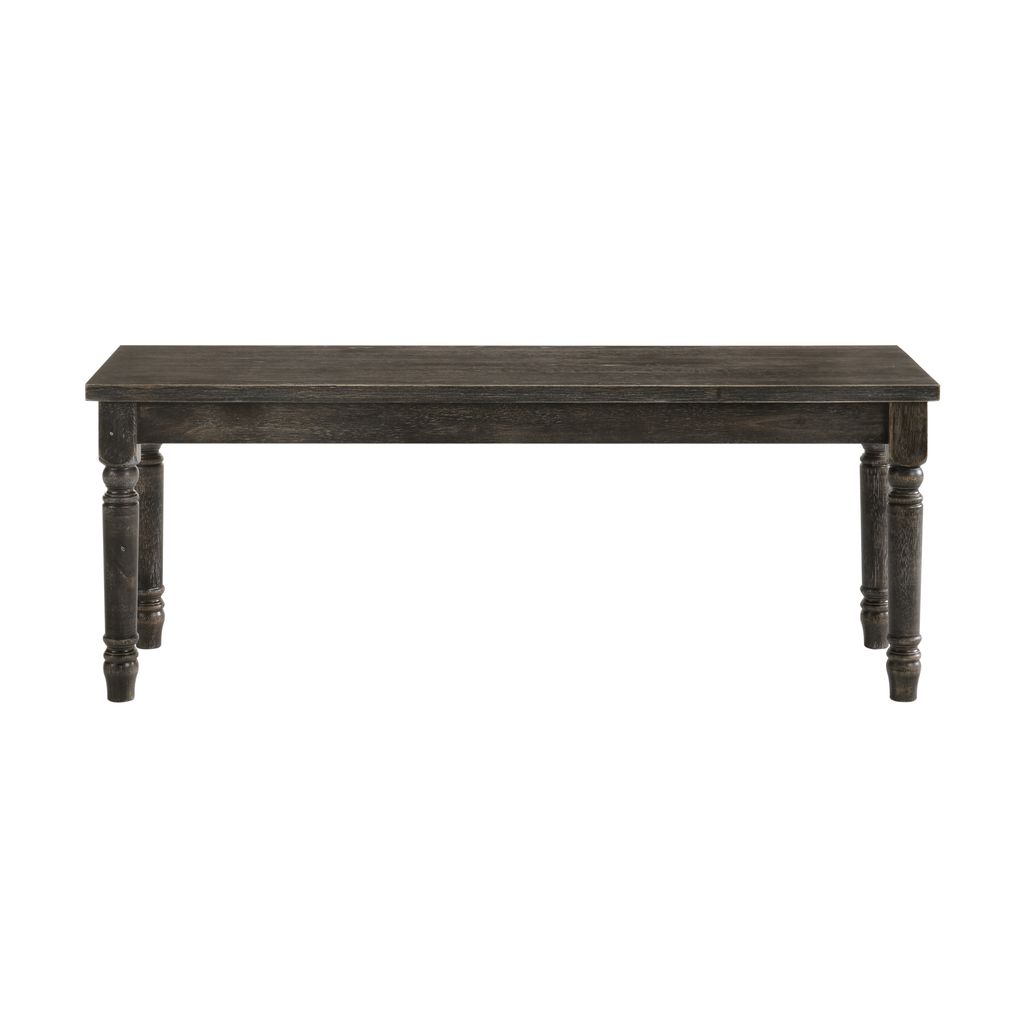 Transitional Style Rectangular Wooden Bench with Turned Legs, Bench - View 2