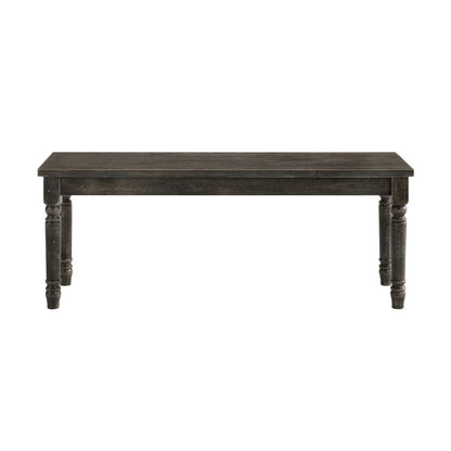 Transitional Style Rectangular Wooden Bench with Turned Legs, Bench - View 2