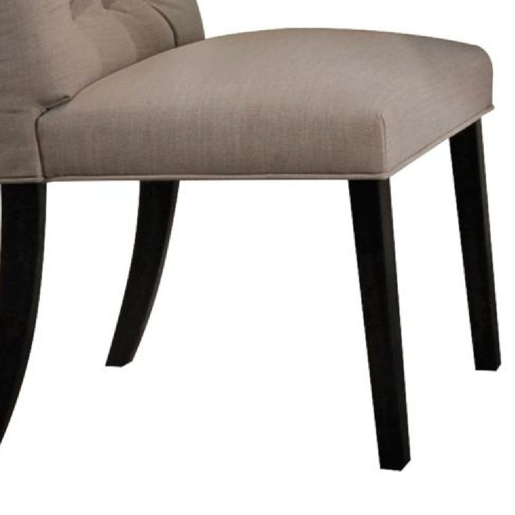 Wooden Dining Side Chair with Button Tufted Back, Set of 2, Tan Brown and Black - View 5