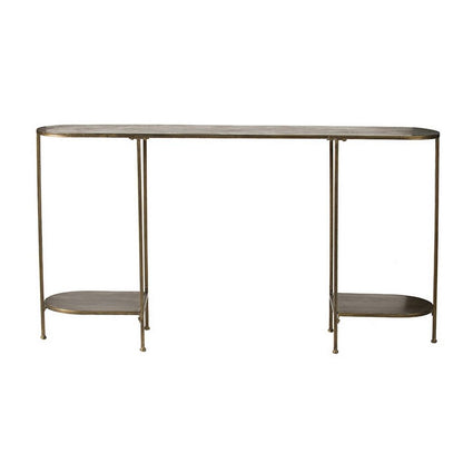 57 Inch Console Table, Oval, Steel Frame, Modern, Bronze Finish - View 2