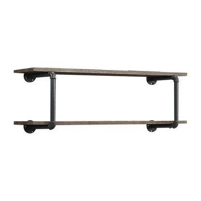 Antique Metal Framed Wall Rack, Brown and Gray