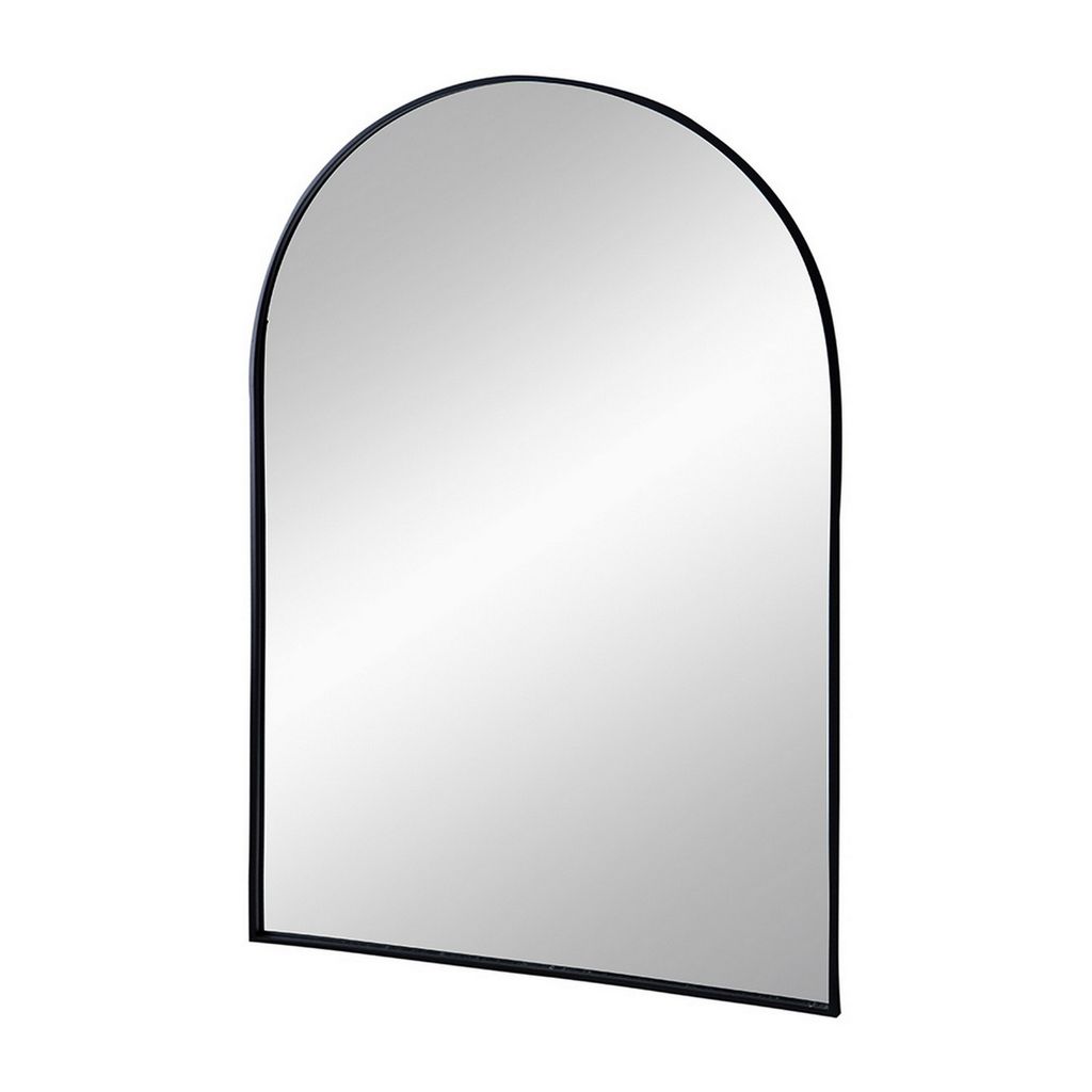 Cod 36 Inch Wall Mounted Mirror, Wide Arched Design Black Metal Frame - View 2