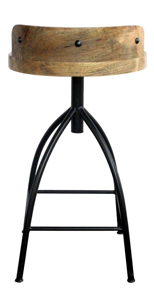 Pia 25-31 Inch Industrial Style Counter Height Stool with Adjustable Swivel Seat, Brown, Black - View 2