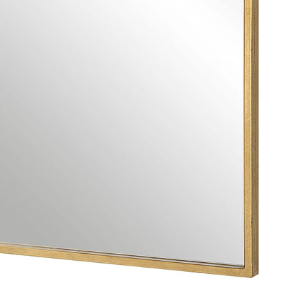 38 Inch Wood Wall Mirror, Moroccan Style, Antique Gold - View 5