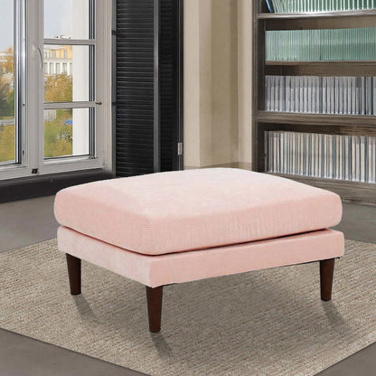 Rio 32 Inch Modular Ottoman, Box Cushion Seat, Wood Legs, Blush Pink - View 7